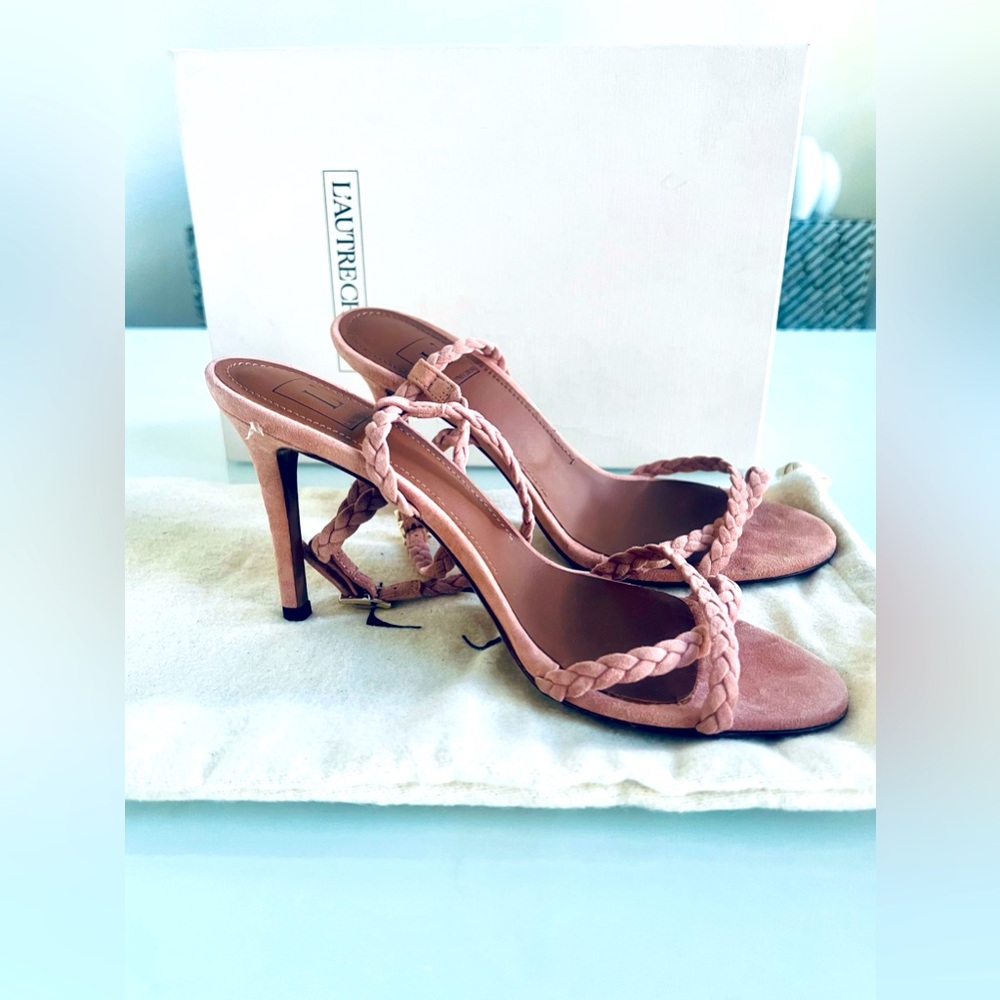 NWT! L'AUTRE CHOSE women shoes light pink suede made in Italy sandal heel siz…
